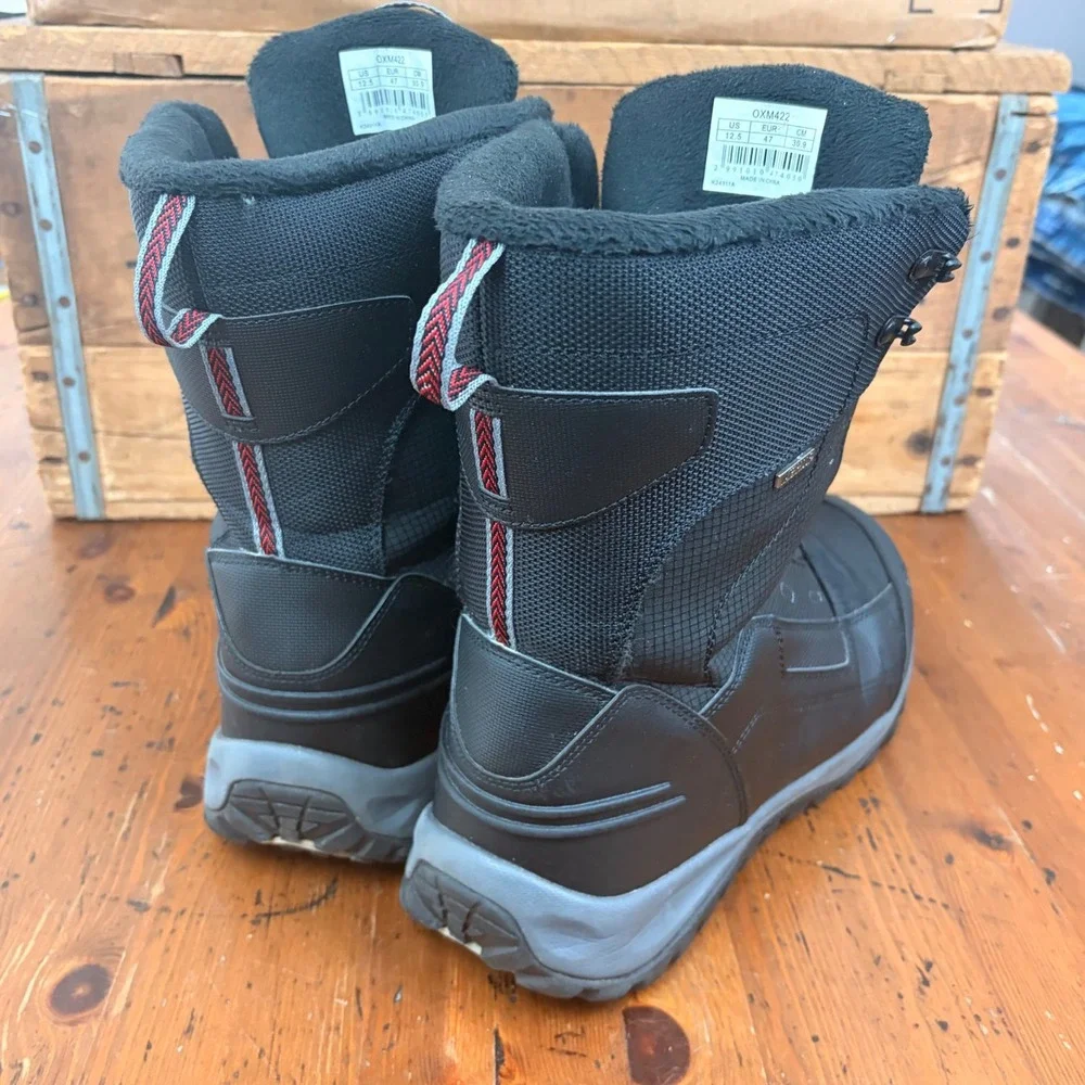 Rockmark OXM422 Mens Black Waterproof Winter‎ Snow Boots Fleece Lined Size 12.5